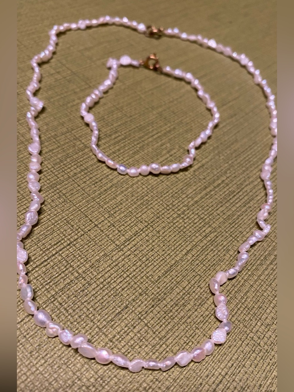 Delicate Pink Freshwater Pearl Necklace & Bracelet Set
